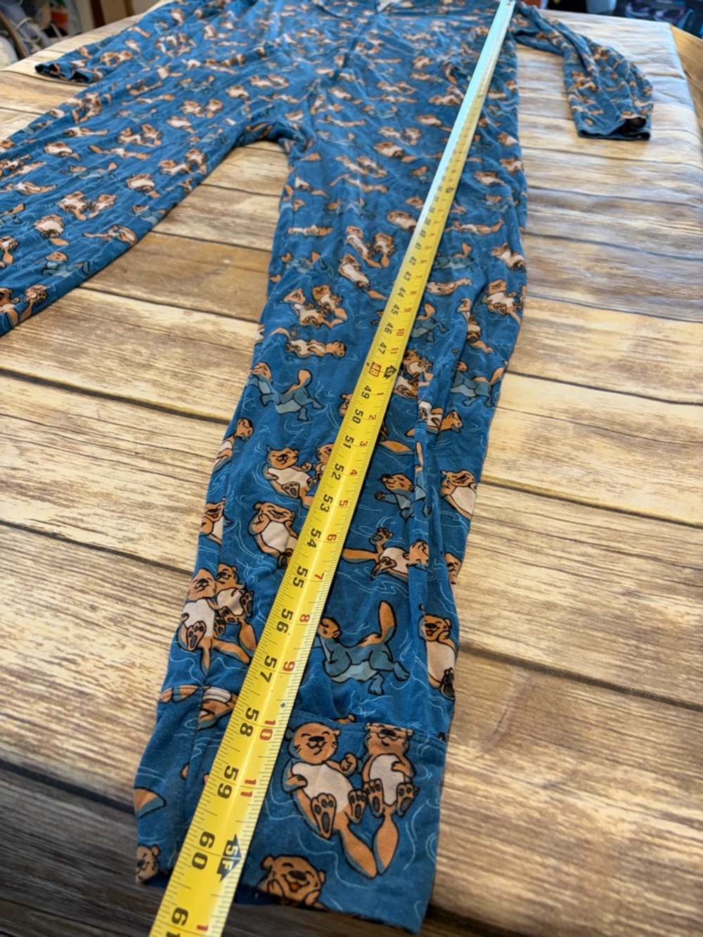 MeUndies Unisex Medium/Large Blue Otter-Print Zip Hoodie One-Piece - Picture 7 of 7